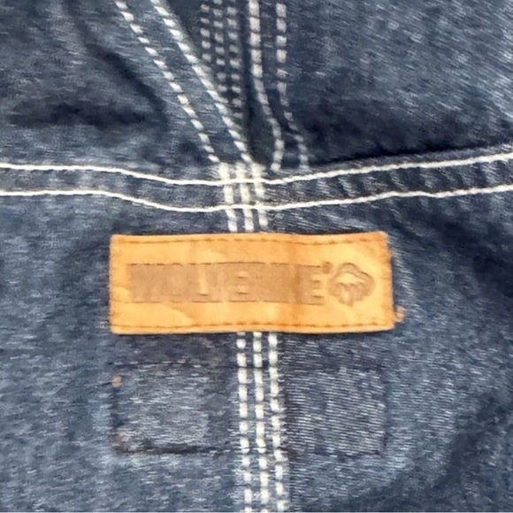 Wolverine Men's Dark Wash Denim Carpenter Bib Overalls Size Large 34 - Picture 8 of 9